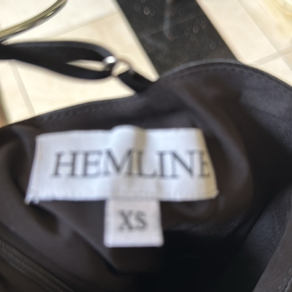 Black Satin XS Hemline Mini Dress - Picture 4 of 4